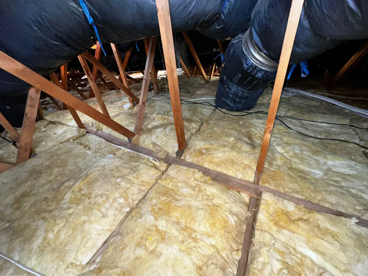 New insulation batts fitted evenly between the ceiling joists (photo 1 of 7)