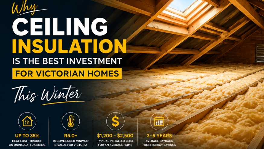 Winter in Victoria hits different when your ceiling isn't pulling its weight. 🏠❄️

Did you know up to 35% of the heat you're paying to generate can escape straight through an uninsulated or under-performing ceiling? That's money (and comfort) going straight up and out.

The good news is upgrading your ceiling insulation is one of the simplest, most cost-effective changes you can make to your home, helping you stay warmer this winter, cooler next summer, and spend less on energy bills all year round. We've put together a quick read on why it's worth doing now.

 👉 Read the full guide: https://ozhomesinsulation.com.au/ceiling-insulation-best-investment-victorian-homes-winter/

Curious what's really going on in your ceiling? Give us a call, our team will take a look and let you know exactly what your home needs.

📞 1300 383 802
 🌐 ozhomesinsulation.com.au

#OzHomesInsulation #CeilingInsulation #VictorianHomes #WinterReady #EnergyEfficiency #HomeComfort